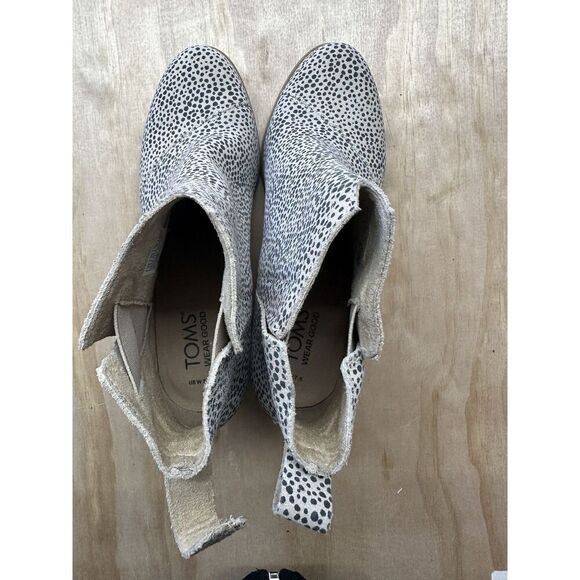 Tom’s Wood Wedge Bootie Suede Dot Pull On 7.5 M - Picture 5 of 6